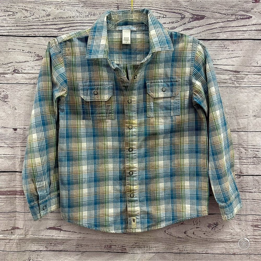 Janie and Jack Boys Plaid Blue-Green Shirt Size 8
